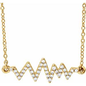 14K Yellow 1/6 CTW Natural Diamond Heartbeat 16-18" Necklace