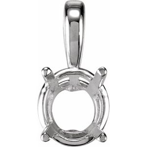 14K White 5 mm Round Youth Solitaire Pendant