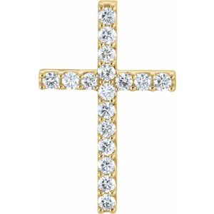 14K Yellow 5/8 CTW Natural Diamond Petite Cross Pendant