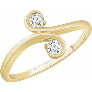 14K Yellow 1/5 CTW Natural Diamond Two-Stone Ring