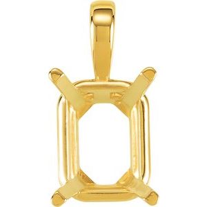 14K Yellow 5x3 mm Emerald 4-Prong Pendant