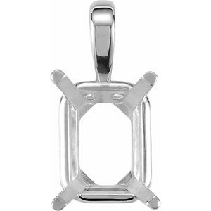 Sterling Silver 6x4 mm Emerald 4-Prong Pendant