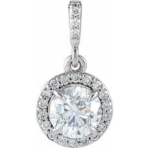 14K White 1/2 CTW Lab-Grown Diamond Halo-Style Pendant
