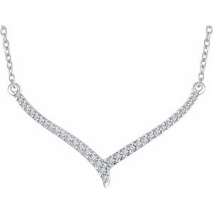 14K White 1/6 CTW Natural Diamond 16-18" V Necklace