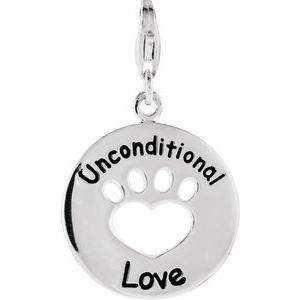Sterling Silver Heart U Back™ Unconditional Love Paw Charm/Pendant