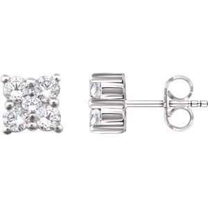 14K White 1/2 CTW Natural Diamond Cluster Earrings 