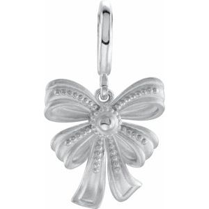 14K White Vintage-Inspired Bow Charm