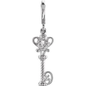 14K White Vintage-Inspired Key Charm