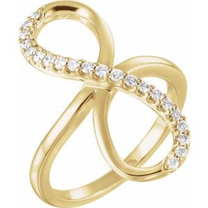 14K Yellow 1/4 CTW Natural Diamond Infinity-Inspired Ring