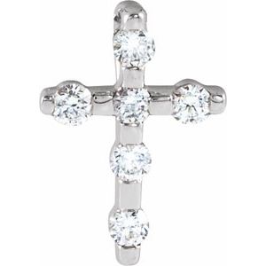 14K White .08 CTW Natural Diamond Cross Pendant