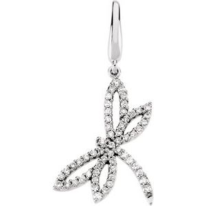 14K White 1/4 CTW Natural Diamond Dragonfly Charm/Pendant