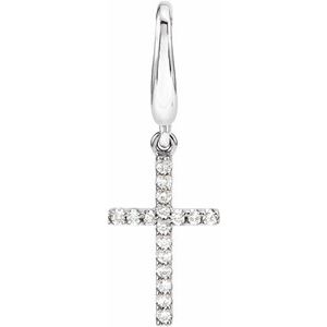 14K White .08 CTW Natural Diamond Cross Charm/Pendant