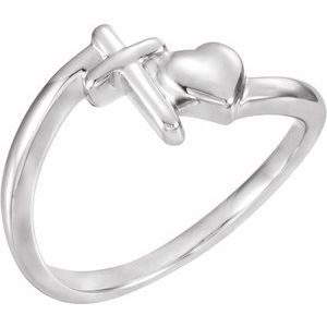 Sterling Silver Cross & Heart Chastity Ring