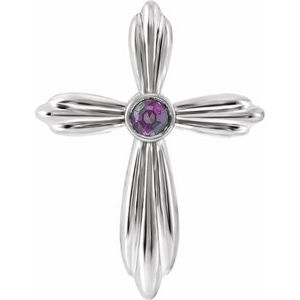 Platinum Natural Alexandrite Cross Pendant    