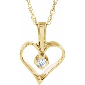 14K Yellow .03 CTW Natural Diamond Heart 18" Necklace