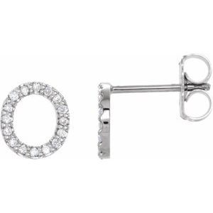 Platinum 1/8 CTW Natural Diamond Initial O Earrings