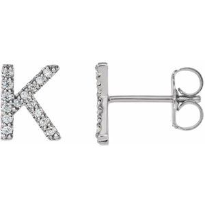 Platinum 1/8 CTW Natural Diamond Initial K Earrings
