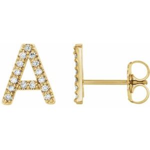 14K Yellow .06 CTW Natural Diamond Initial A Earring