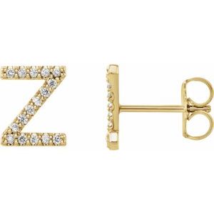 14K Yellow .06 CTW Natural Diamond Initial Z Earring