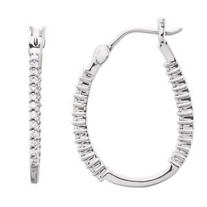 14K White 1/4 CTW Natural Diamond Inside-Outside Hoop Earring