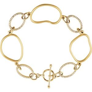 14K Yellow 5/8 CTW Natural Diamond Open Silhouette 8" Bracelet