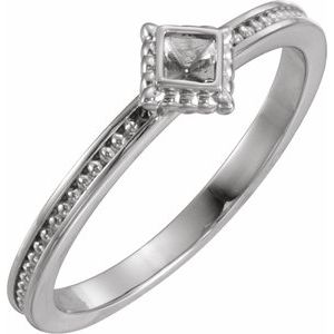 Sterling Silver 2.5 mm Square Stackable Family Ring