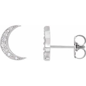 14K White 1/10 CTW Lab-Grown Crescent Moon Stud Earrings