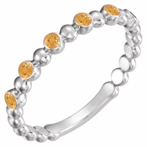Platinum Natural Citrine Stackable Ring