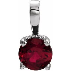Platinum 6 mm Lab-Grown Ruby Pendant