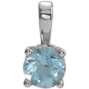 Platinum 4 mm Natural Aquamarine Pendant