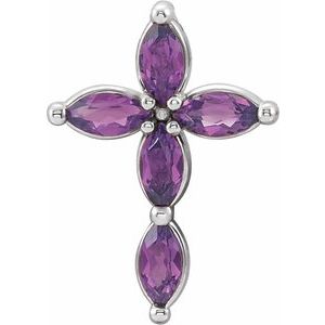 Platinum Lab-Grown Alexandrite Cross Pendant