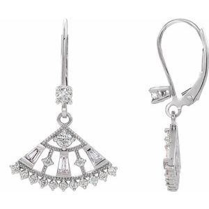 14K White 3/4 CTW Natural Diamond Fan Earrings