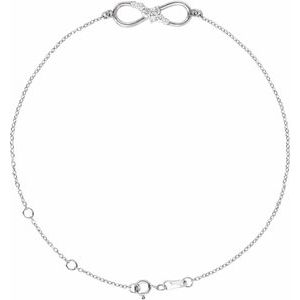 14K White 1/8 CTW Natural Diamond Infinity-Inspired 6 1/2-7 1/2" Bracelet