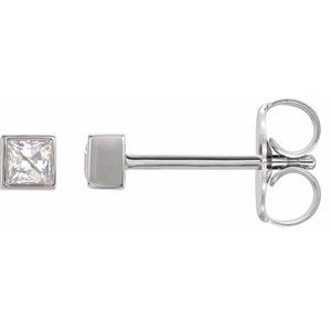 Sterling Silver 5/8 CTW Natural Diamond Bezel-Set Earrings