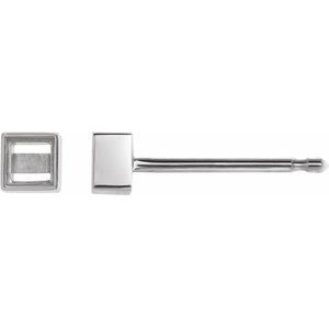 Sterling Silver 2.5x2.5 mm Square Bezel-Set Earring