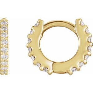Round Natural Diamond Huggie Hoop Earrings