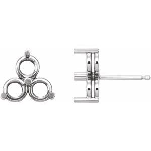 Sterling Silver 1.5 mm Round Three-Stone Earring