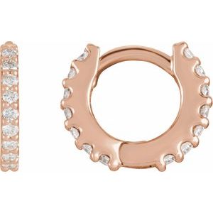 Round Natural Diamond Huggie Hoop Earrings