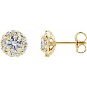 14K Yellow 2 CTW Natural Diamond Halo-Style Earrings