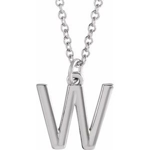 Sterling Silver Initial W Dangle 18" Necklace