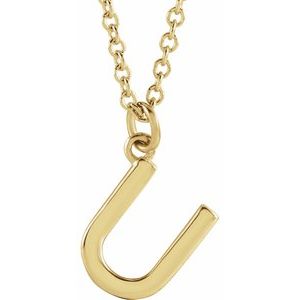 18K Yellow Gold-Plated Sterling Silver Initial U Dangle 18" Necklace