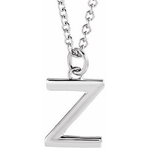 Platinum Initial Z Dangle 16" Necklace