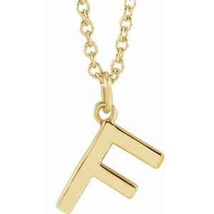 18K Yellow Gold-Plated Sterling Silver Initial F  Dangle 16" Necklace