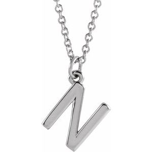 Platinum Initial N Dangle 18" Necklace