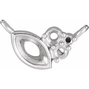 Sterling Silver 8.6x4.58 mm Accented Bezel-Set Necklace Center