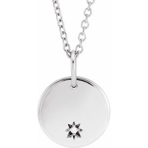 Sterling Silver .005 CT Natural Diamond 16-18" Necklace