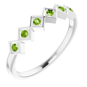 Sterling Silver Natural Peridot Stackable Ring
