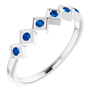Platinum Natural Blue Sapphire Stackable Ring