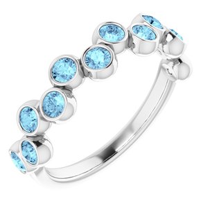 Platinum Natural Aquamarine Bezel-Set Ring