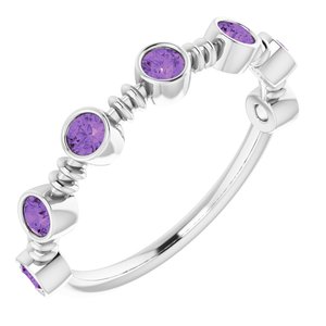 Platinum Natural Amethyst Bezel-Set Ring